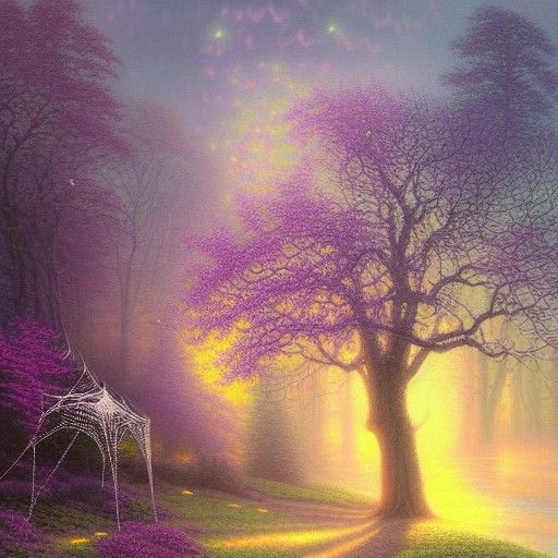 Ethereal Spider Web in Luminist Style