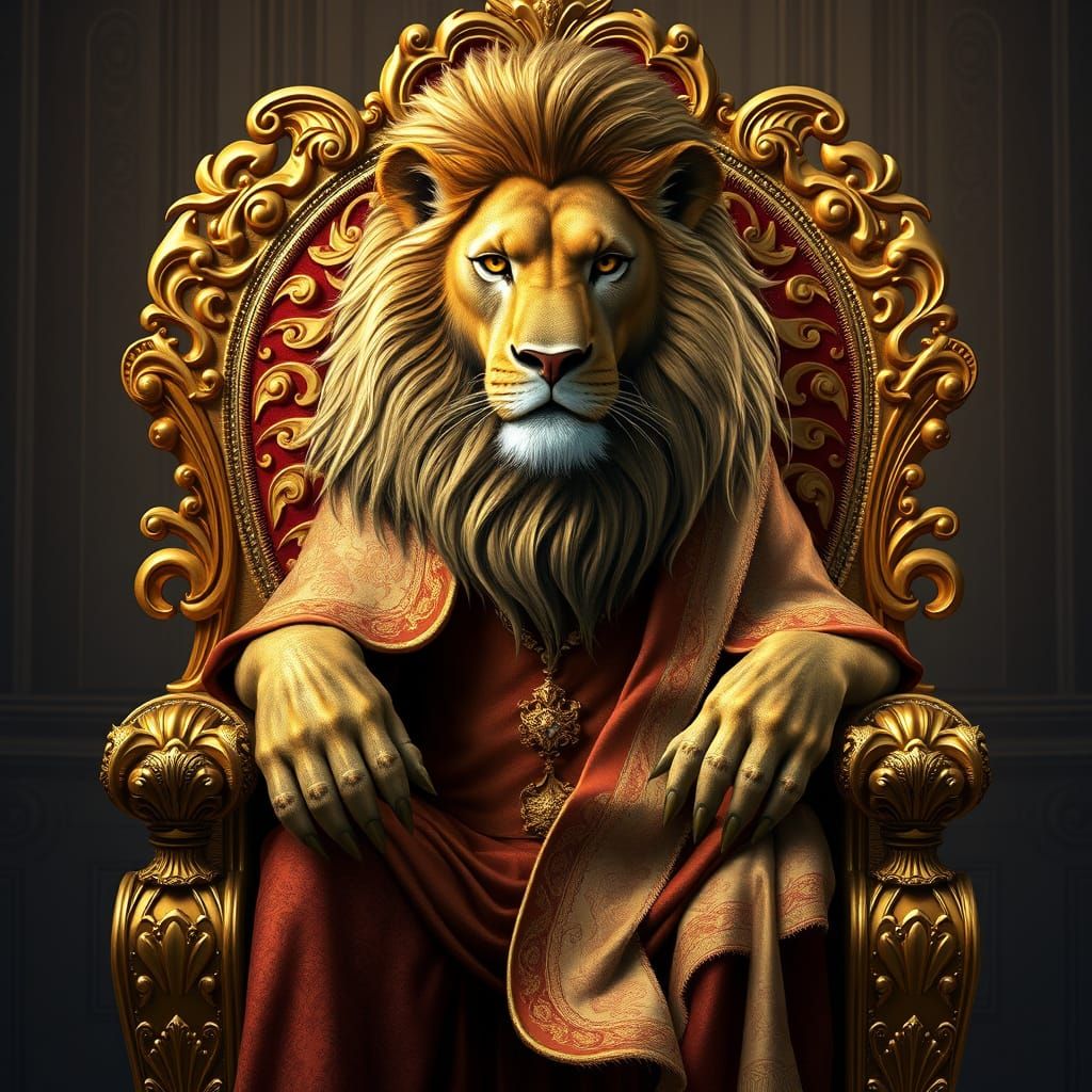 Regal Lion King in Art Nouveau Style