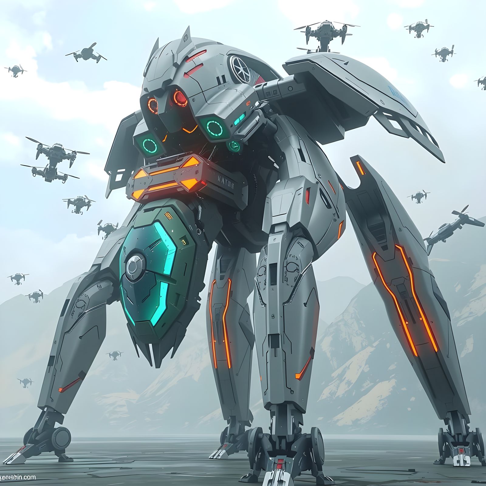 Phobos Zephyrus III Drone Carrier Mech