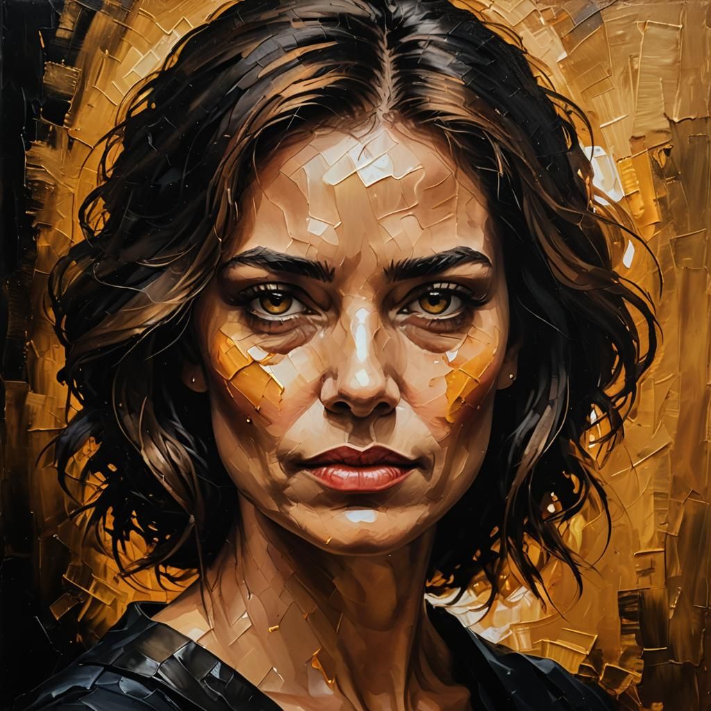 Regal Woman Portrait in Dramatic Oil Painting