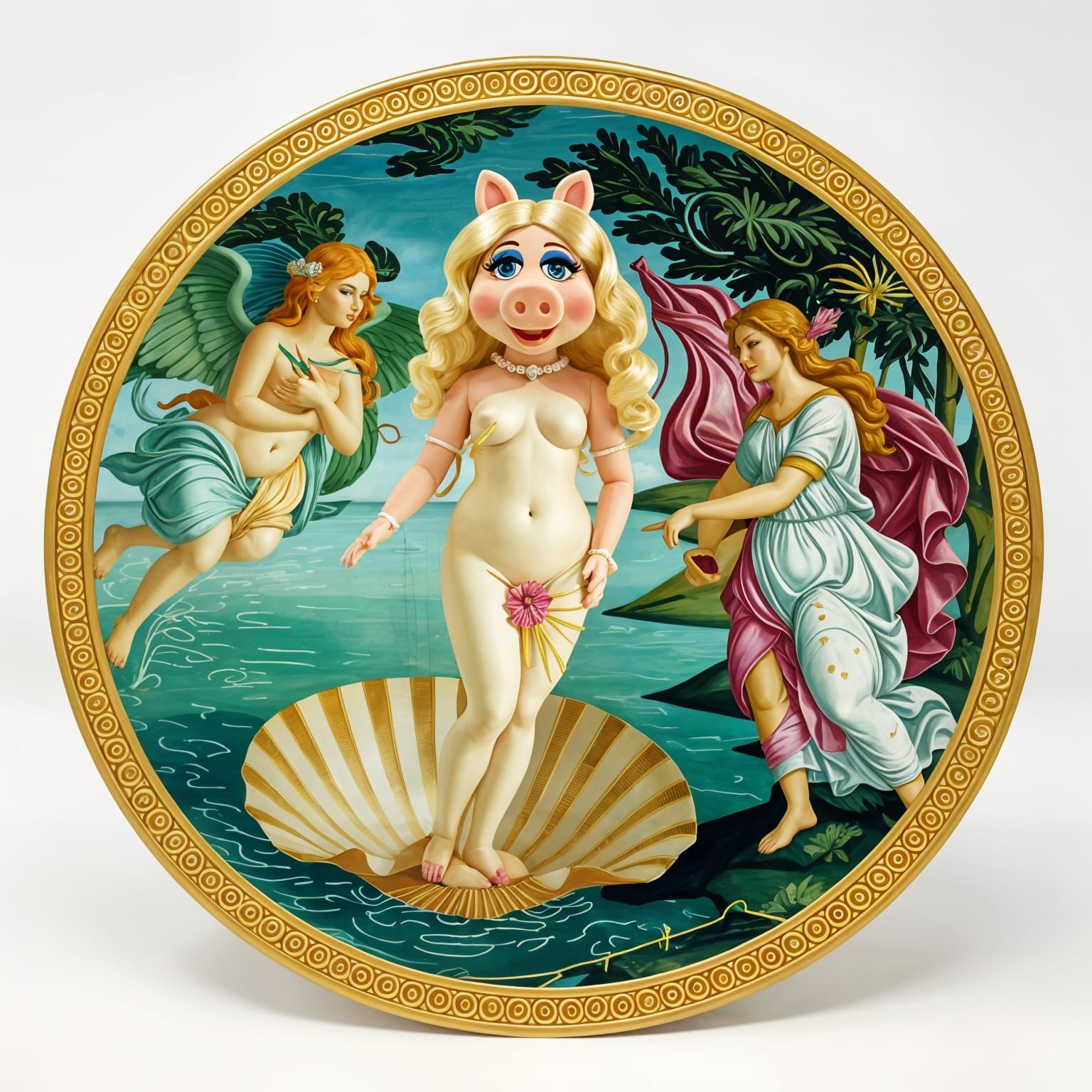 Miss Piggy Reimagined as The Birth of Venus