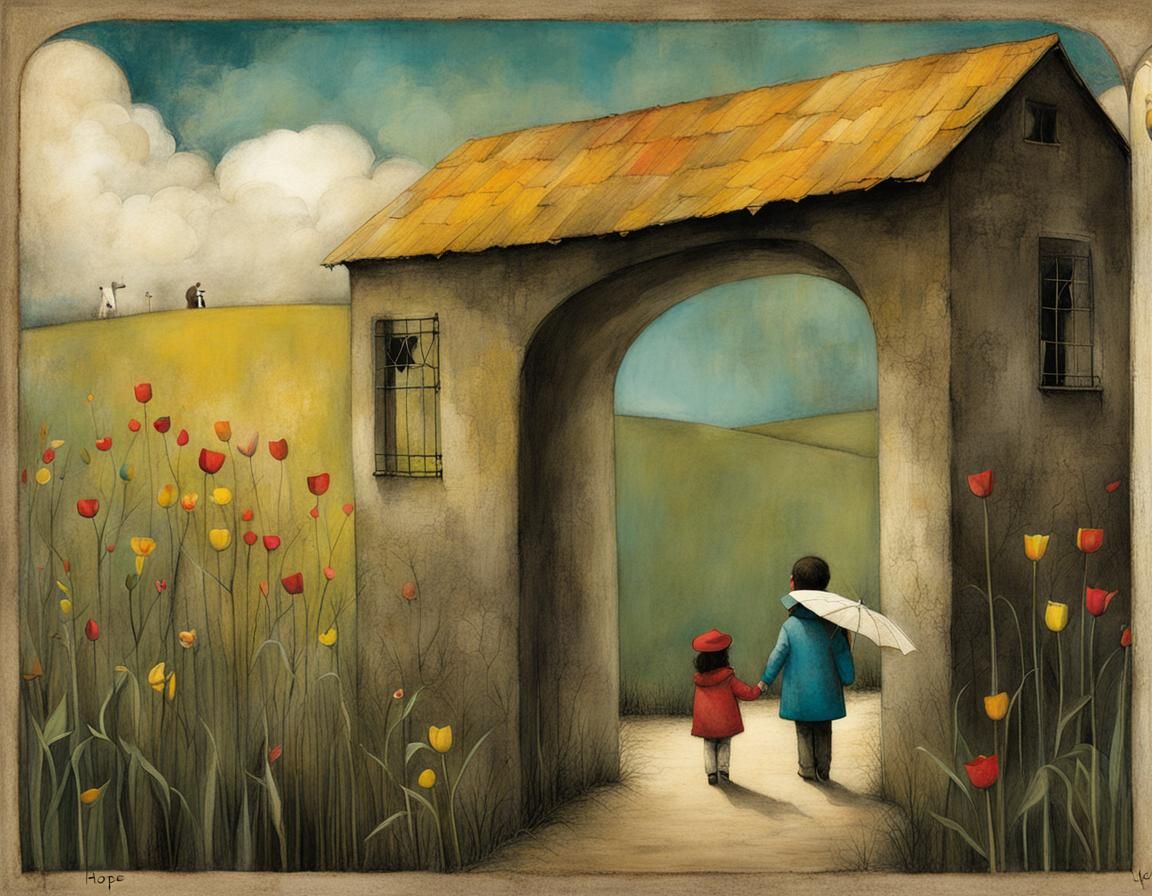 A Young Girl Radiates Hope and Joy in Vibrant Colors