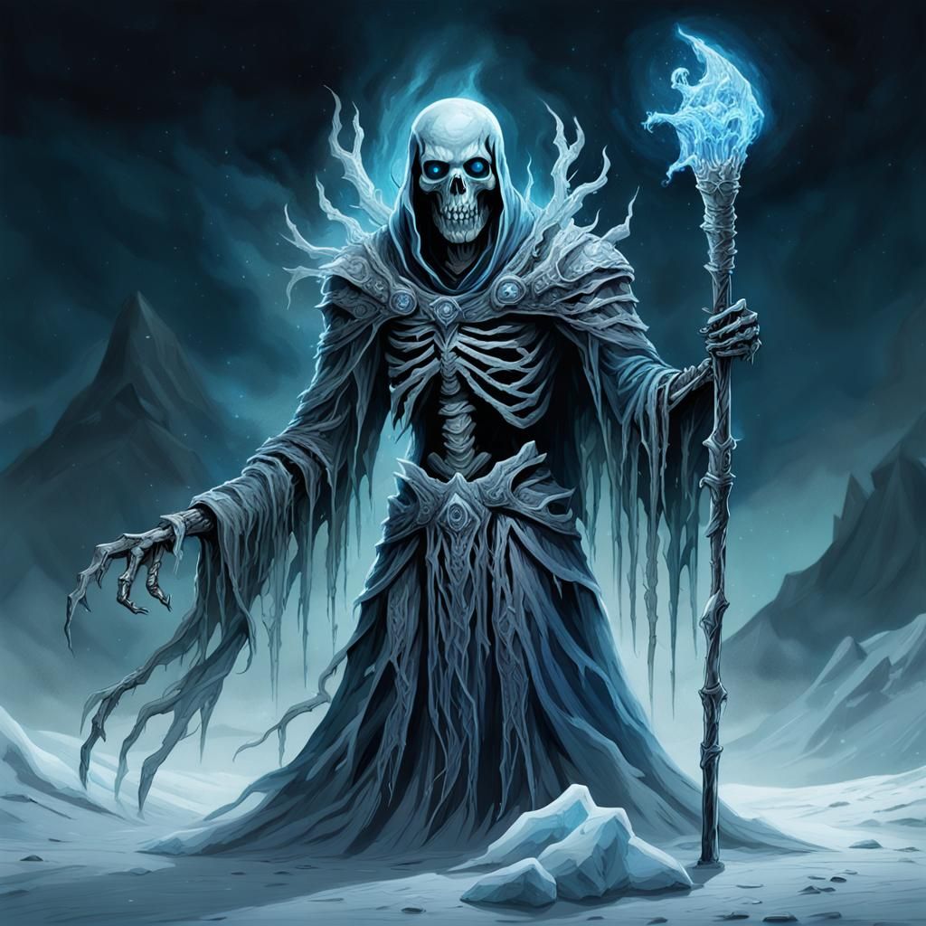 Primordial Ice Wraith in a Winter Landscape
