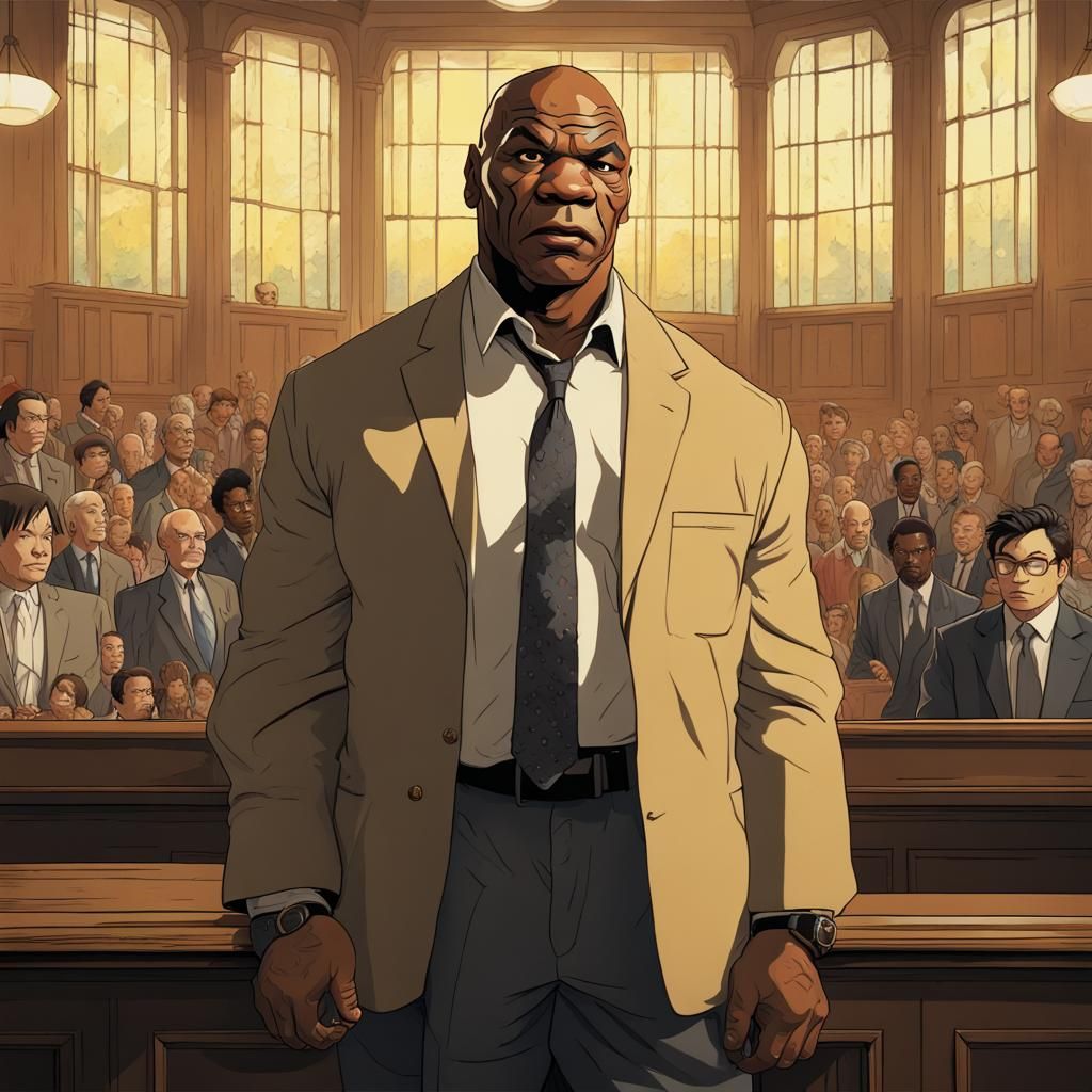 Mike Tyson in Court: Ghibli-Style Movie Poster