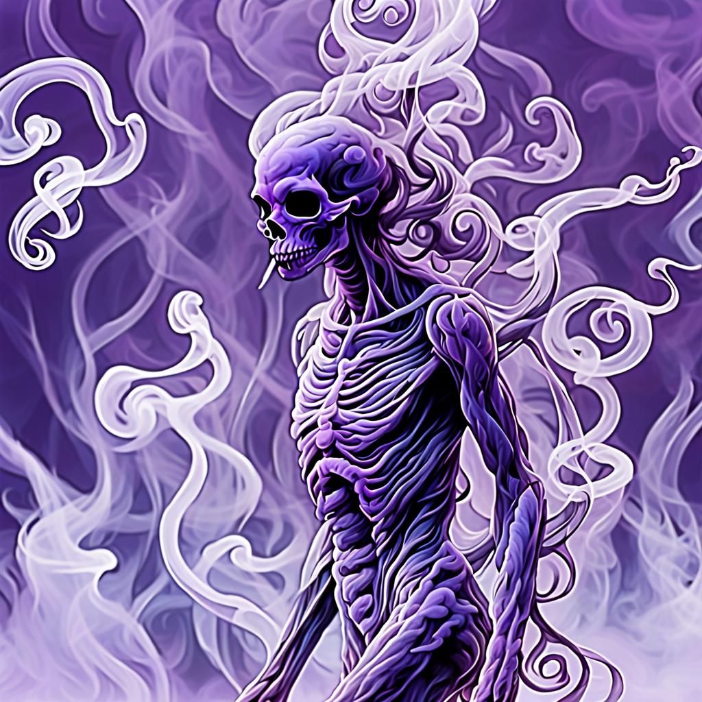 Ethereal Smoke Creature in Purple Snowscape