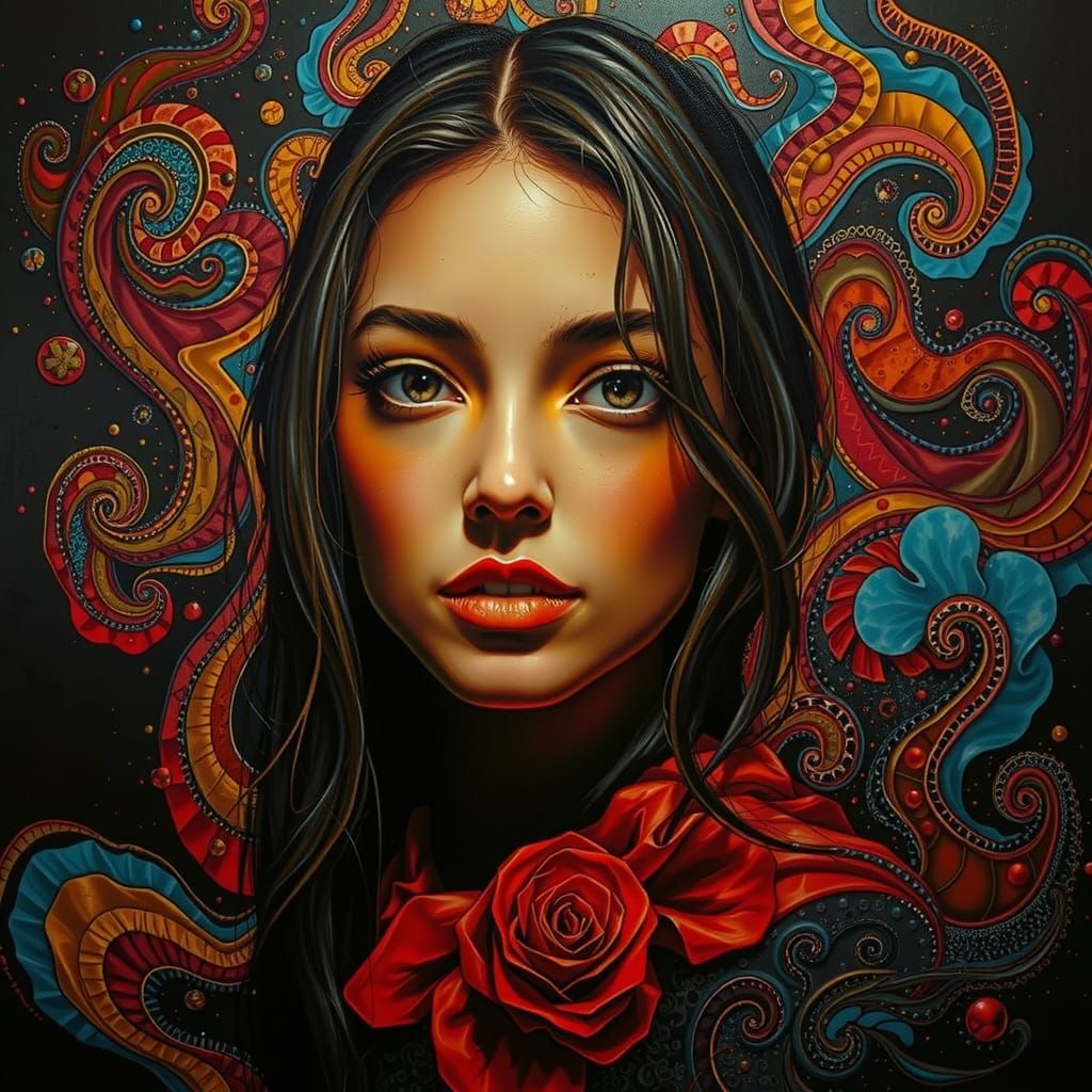 Dynamic Abstract Expressionism with Iridescent Patterns