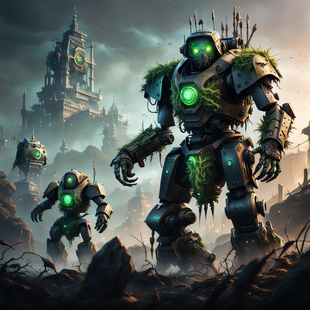 Ghillie Suit Robot with Iron Claw Arms