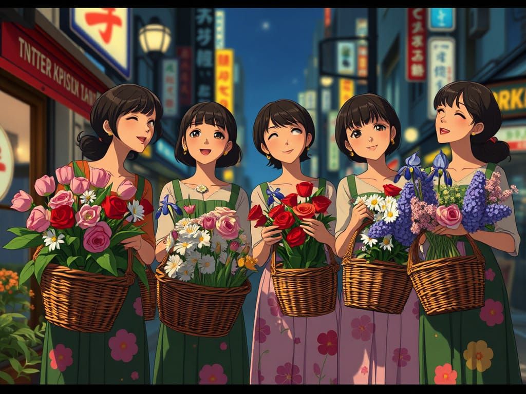 Sisters in a Vibrant 1960s Tokyo Wonderland