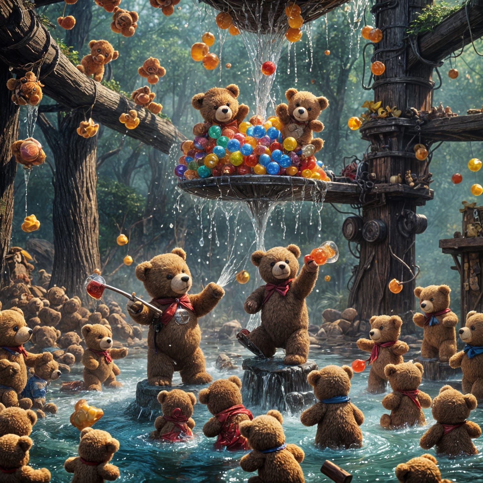 Teddy Bear Firefighter Saves Candy Bears