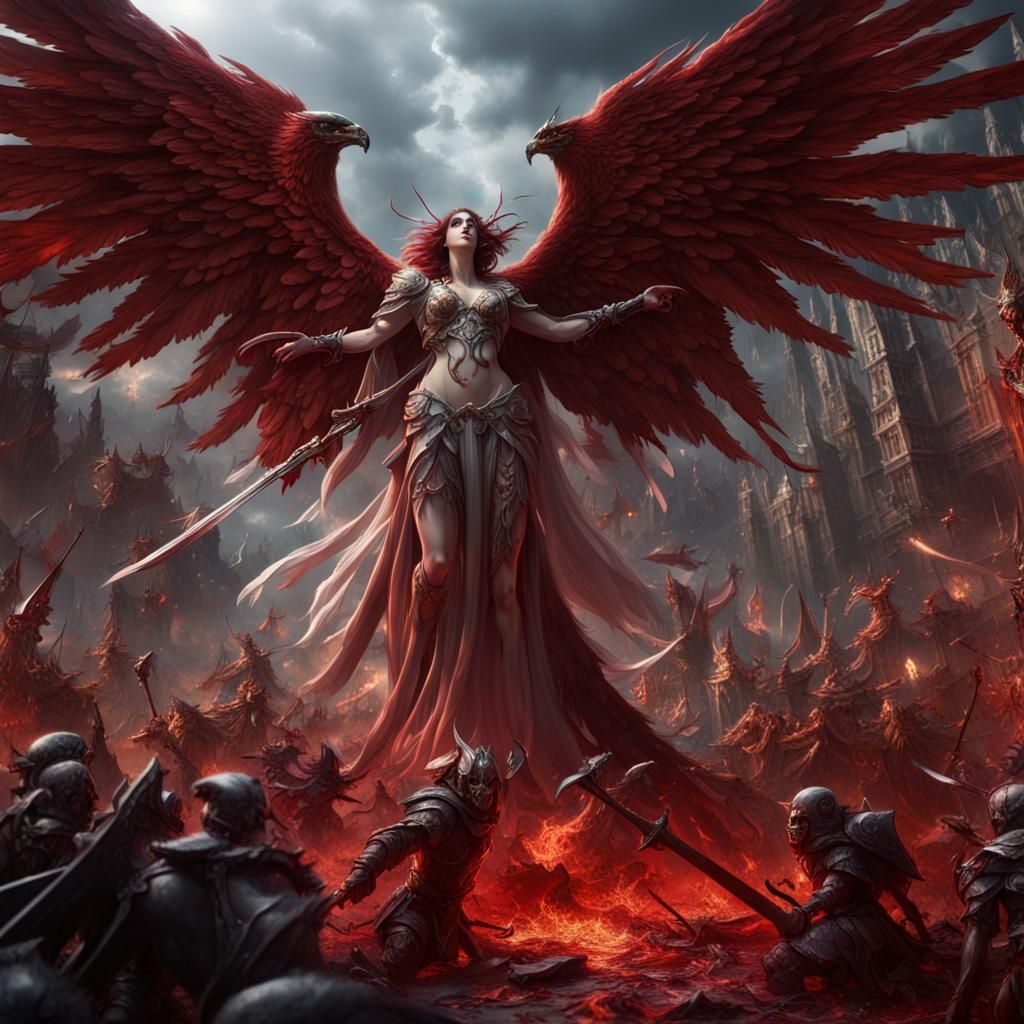 Epic Battle of Angels in Heaven: Digital Painting