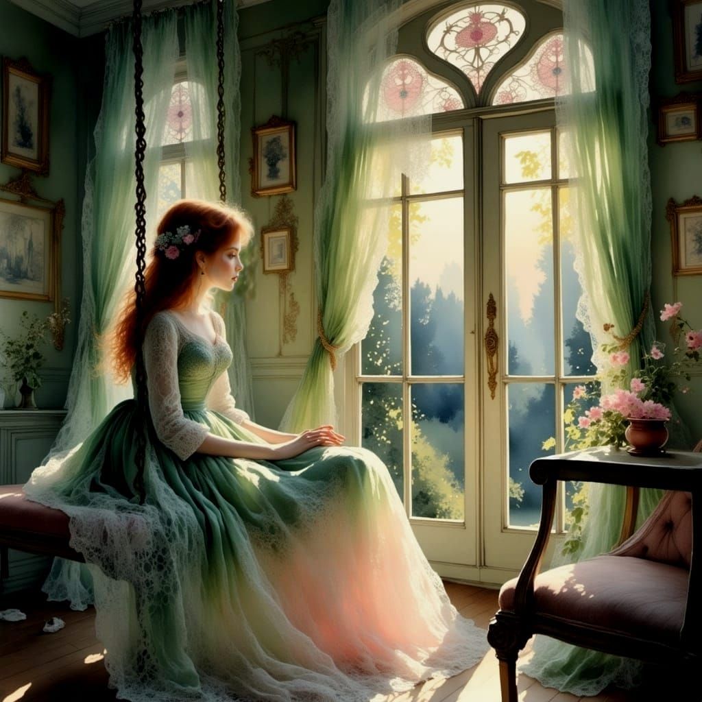 Victorian Woman in a Secret Garden