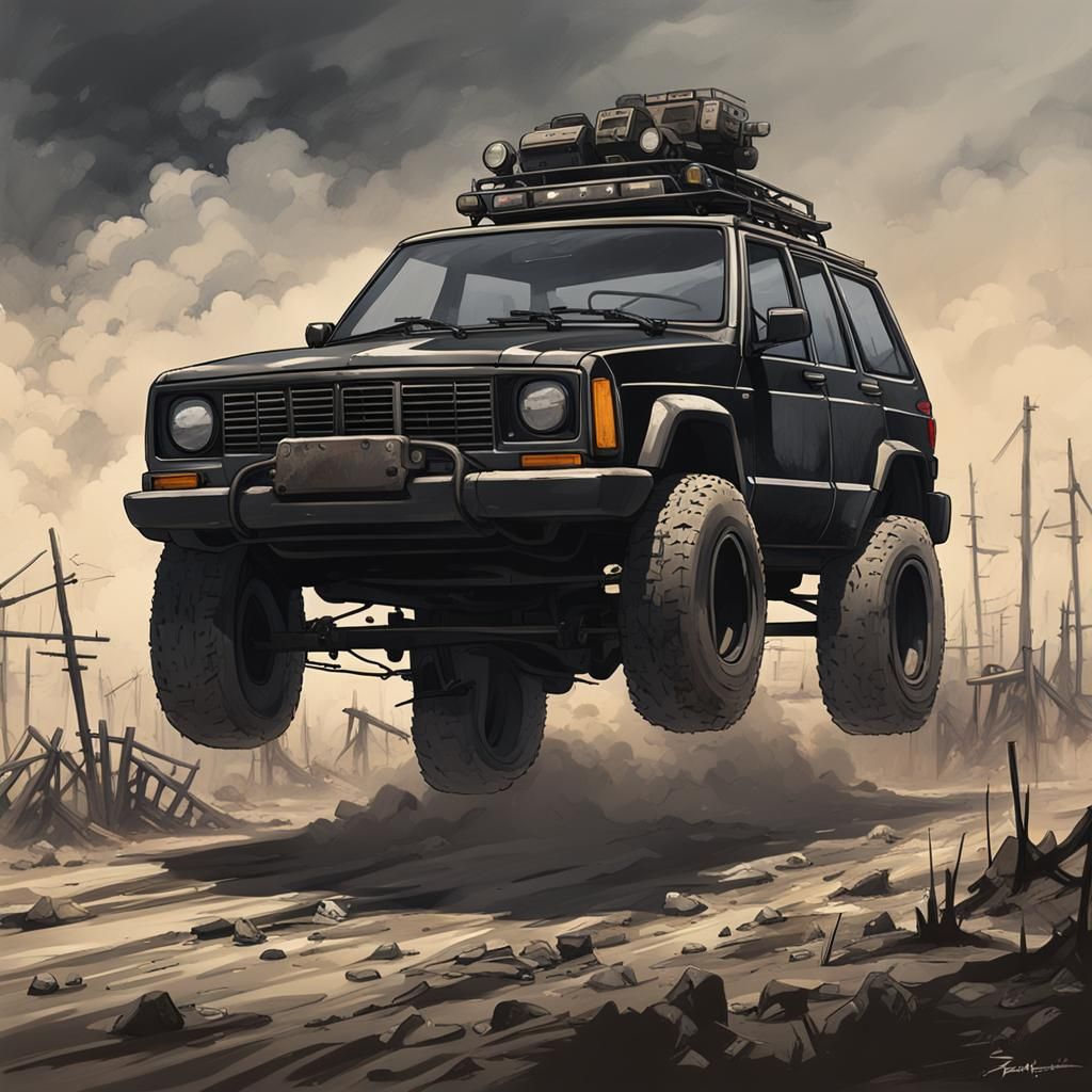 Wasteland Jeep Cherokee XJ in Anime Style