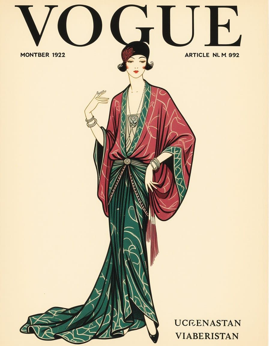 1922 Vogue Magazine Cover: Woman in Surreal Uzbek Fashion