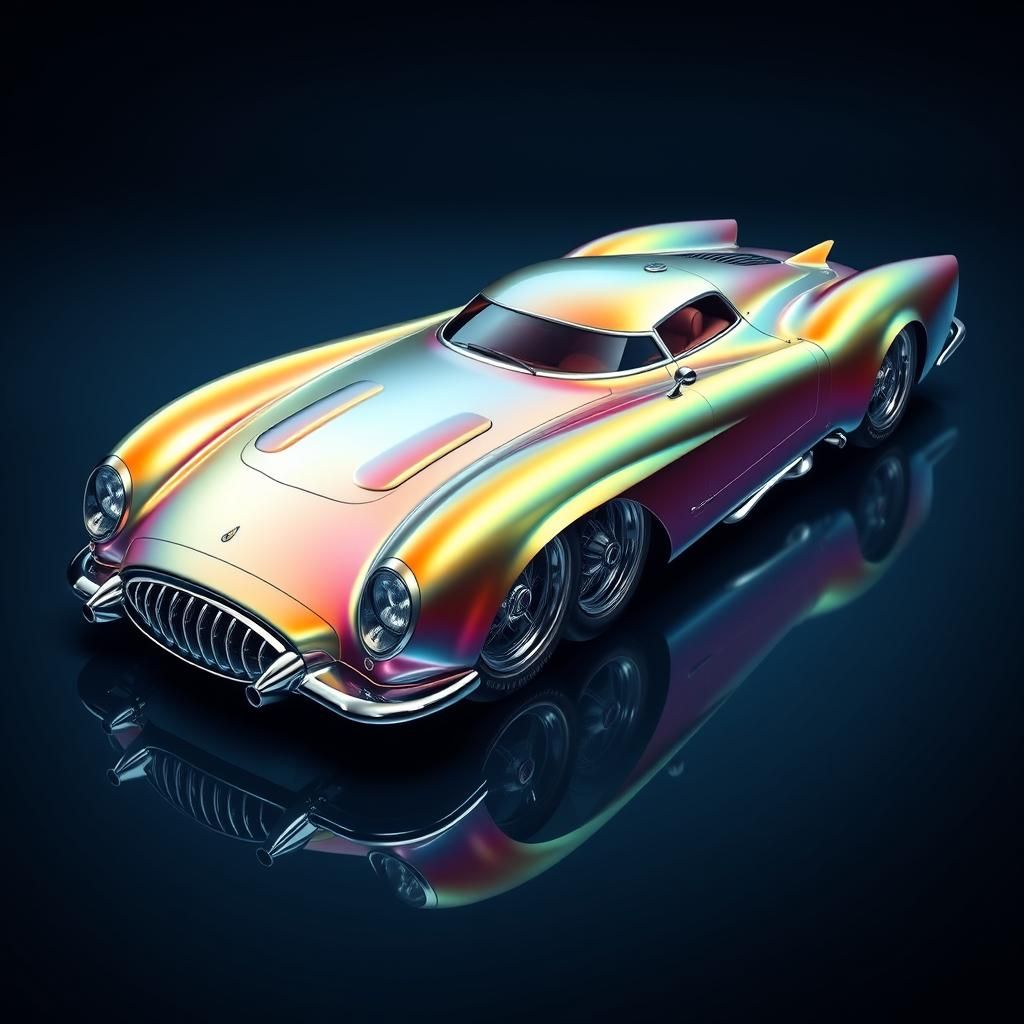 Retro-Futuristic Supercar in Sorayama Style, 8k