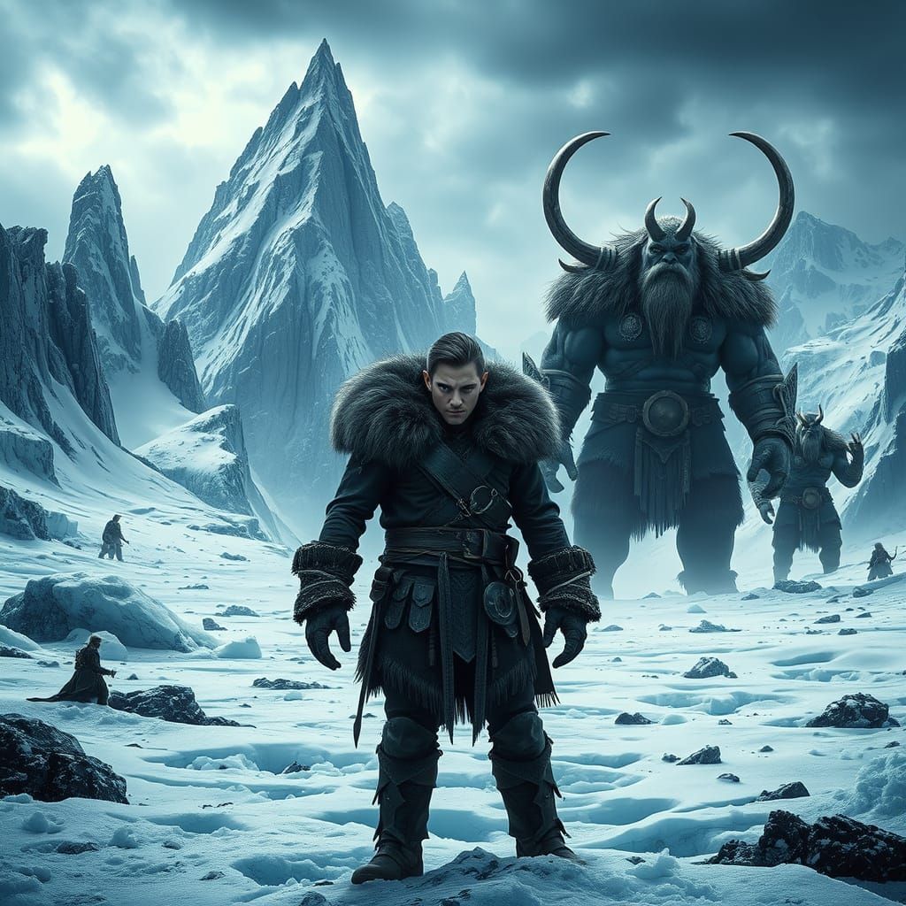Young Loki Amidst Jotunheim's Frosty Majesty