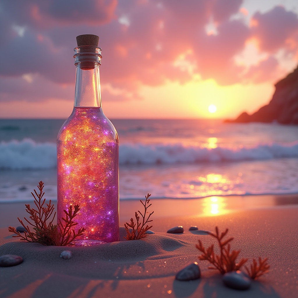 Glass Bottle Sunset: Fantasy Concept Art