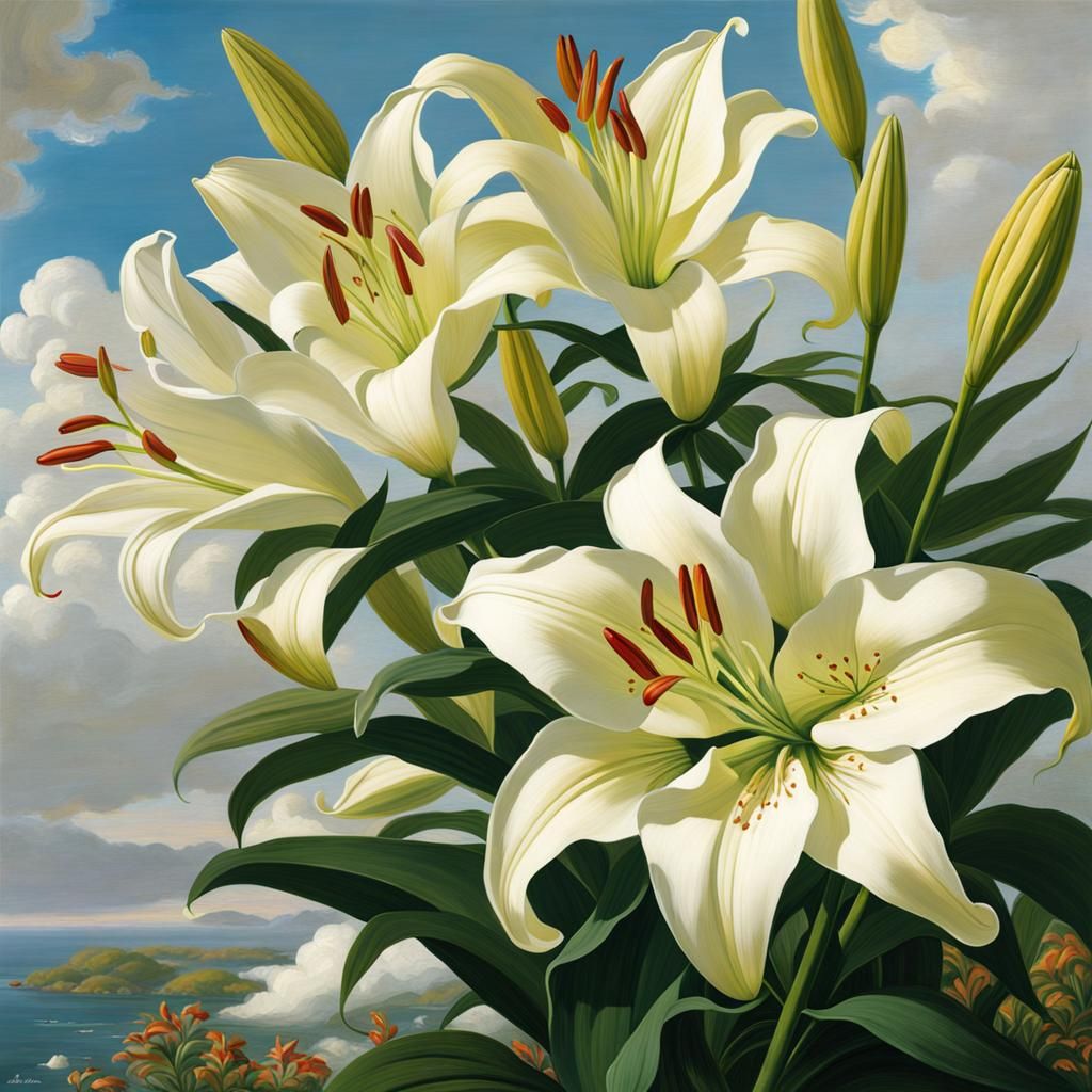 Lilies Symbolizing Purity in Digital Illustration