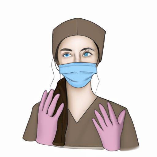 Illustrated Nurse in Rose Scrubs Prepares for Surgery