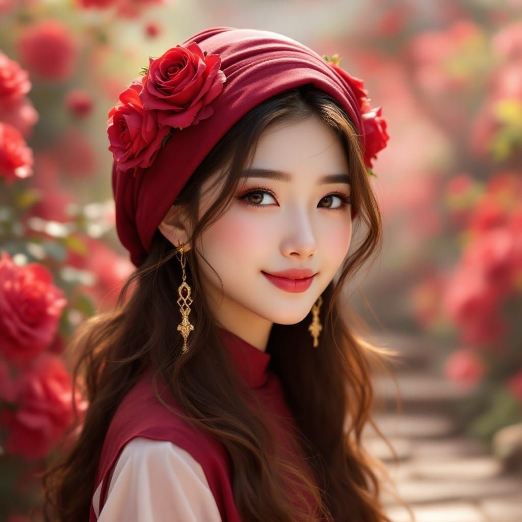 Thai Goddess in a Rose Garden Oasis