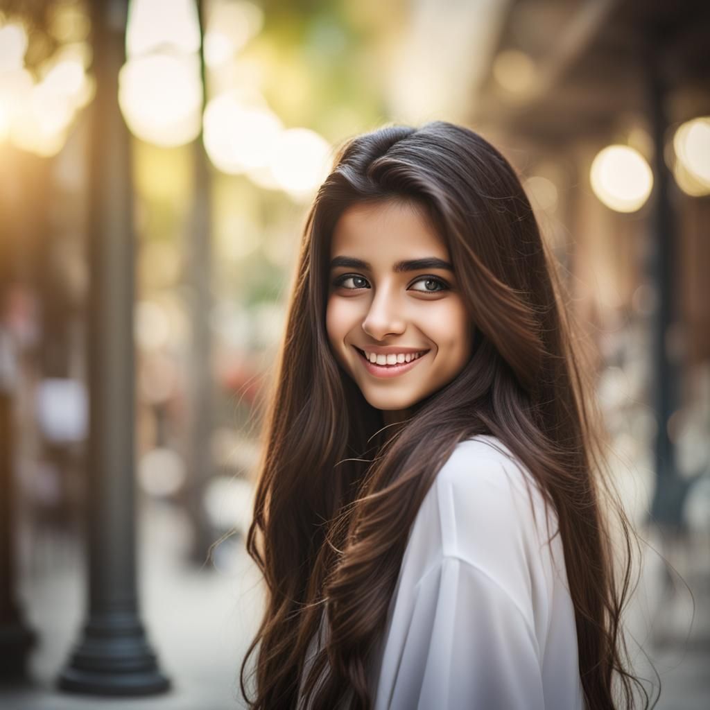 Portrait of Smiling Arabic Girl in Natural Light