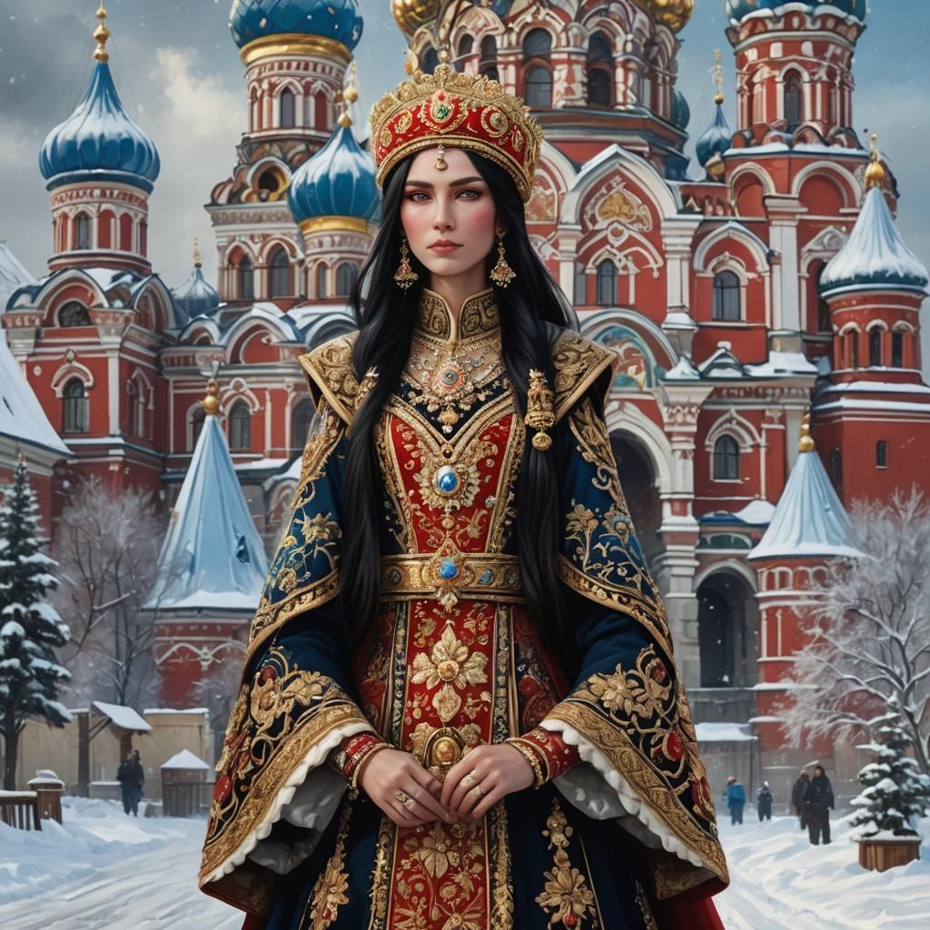 Regal Woman in Russia-Themed Fantasy Art