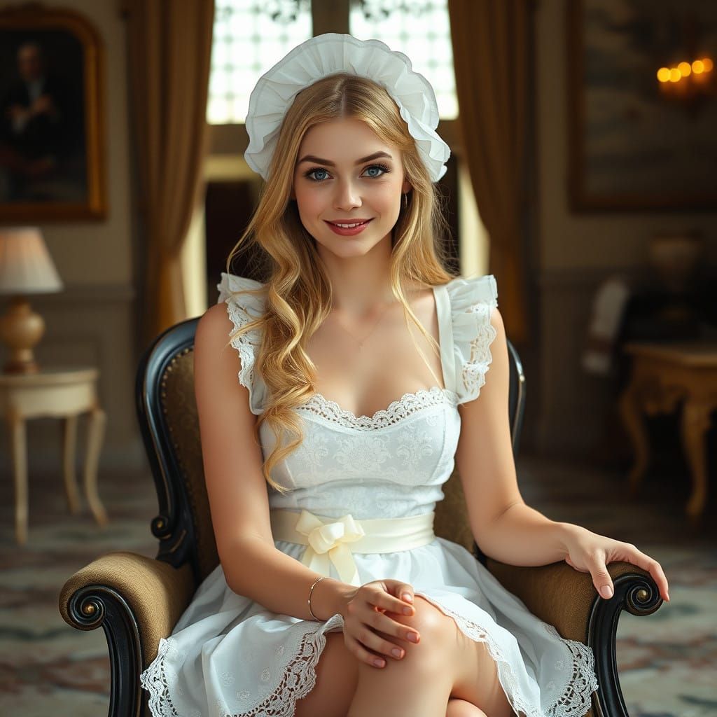 Elegant Crossdressing Gentleman in Lacy French Maid Attire