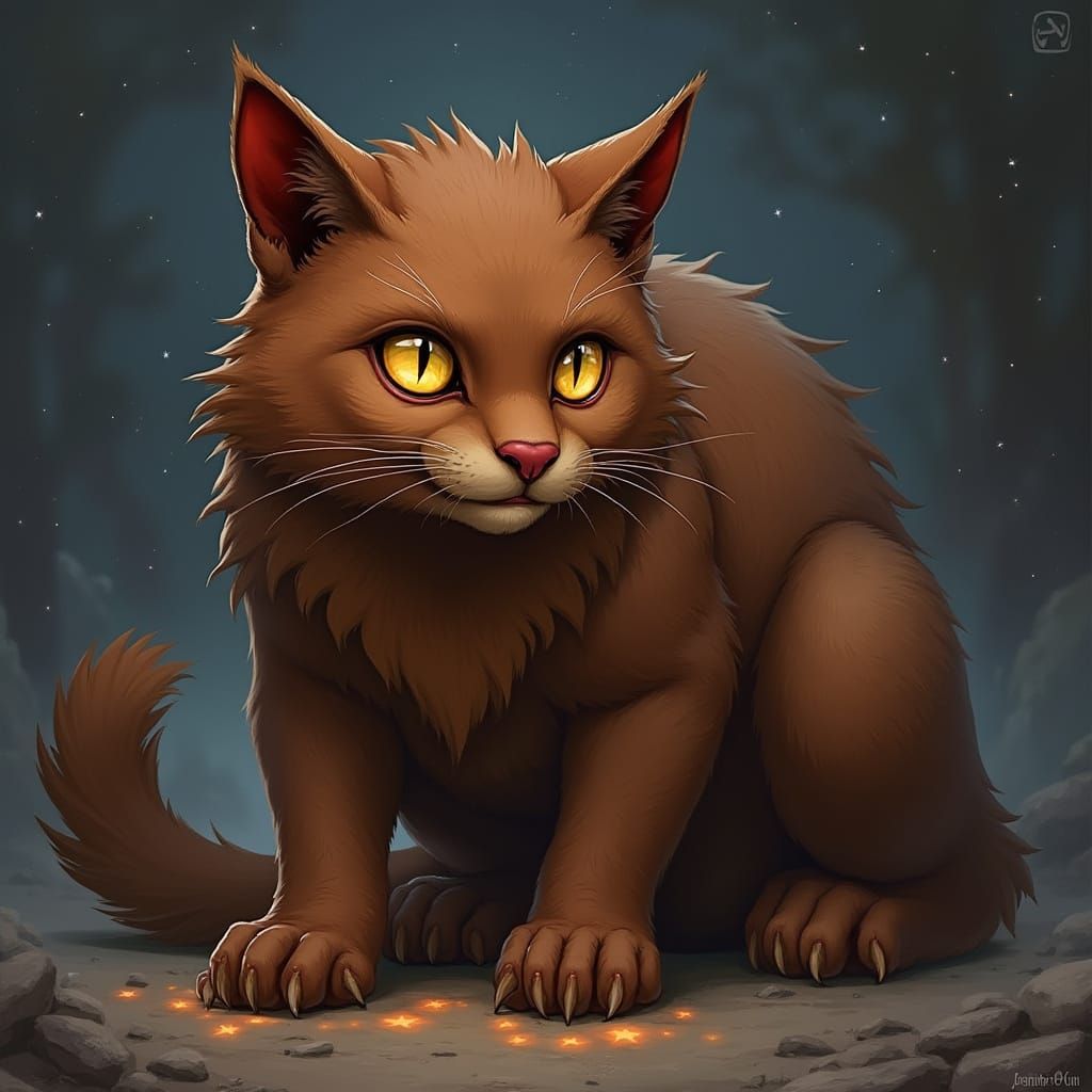 Feral Brown Cat with Amber Eyes, Starclan Warrior