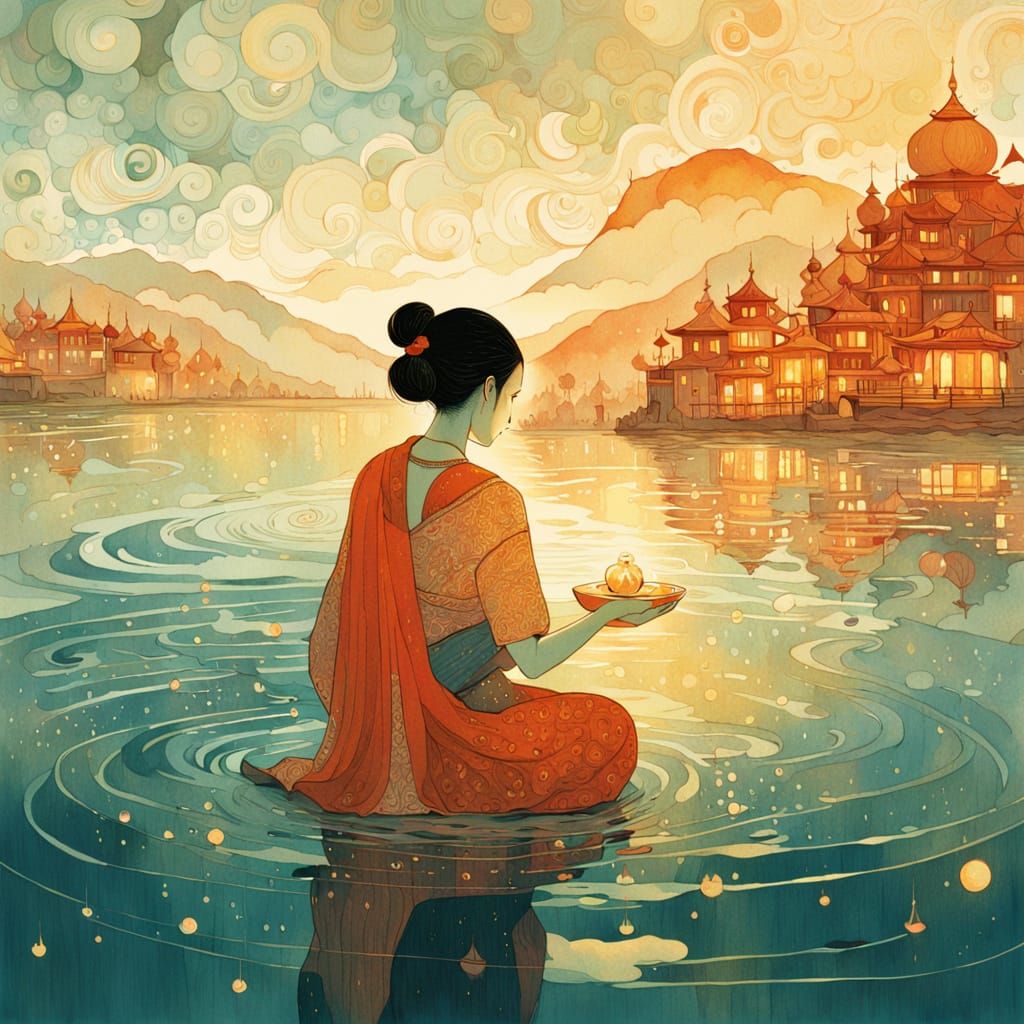 The sun gilds the River