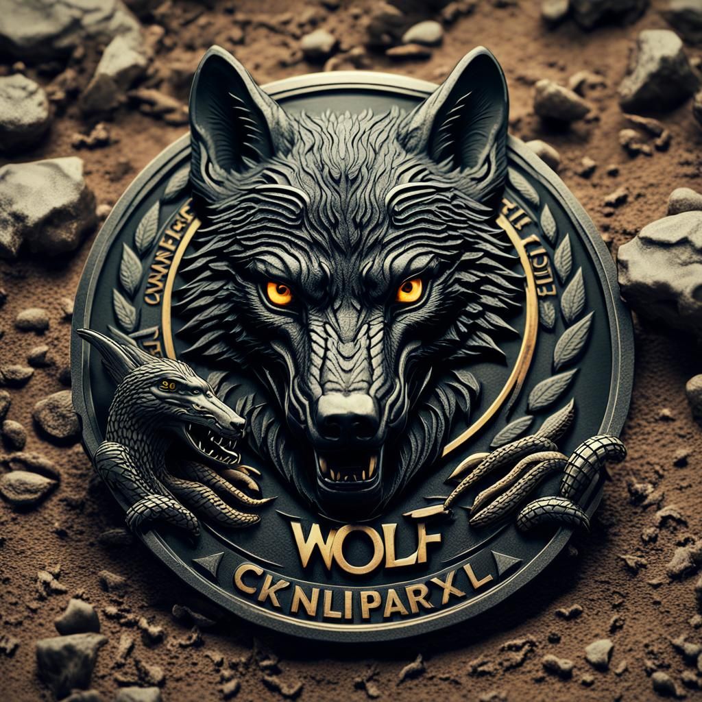 Cobra and Wolf Badge in Cinematic Style