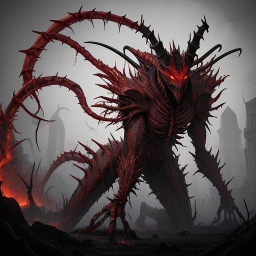 Menacing Crimson Carnivigil X: AI Generated Creature
