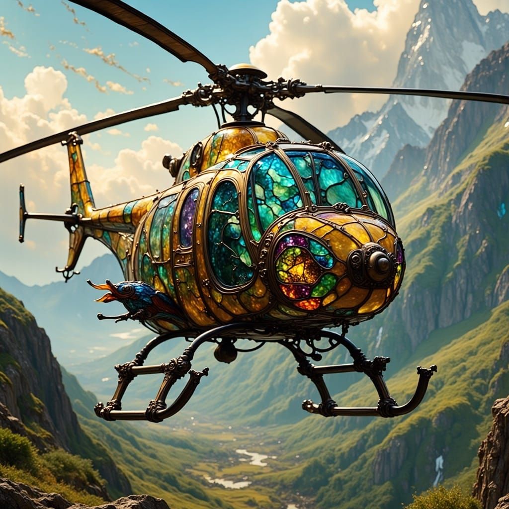 Stained Glass Helicopter: An AI Art Creation