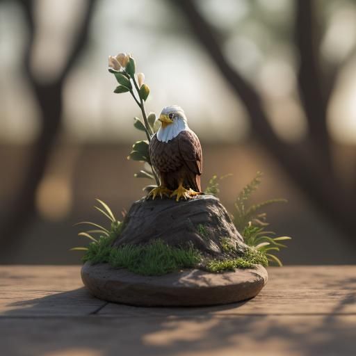 Detailed Clay Sculpture of an Eagle Chick