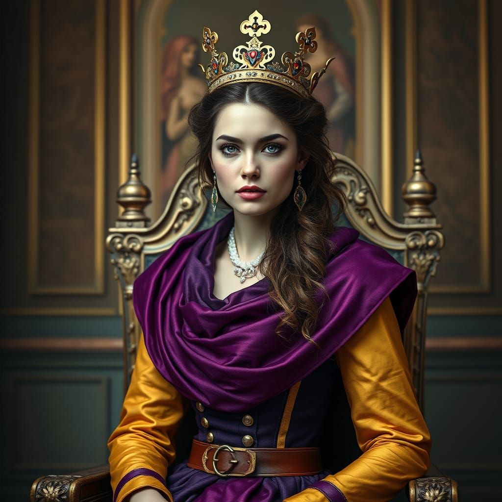 Regal Princess in Royal Purple, Midjourney Whisper Style