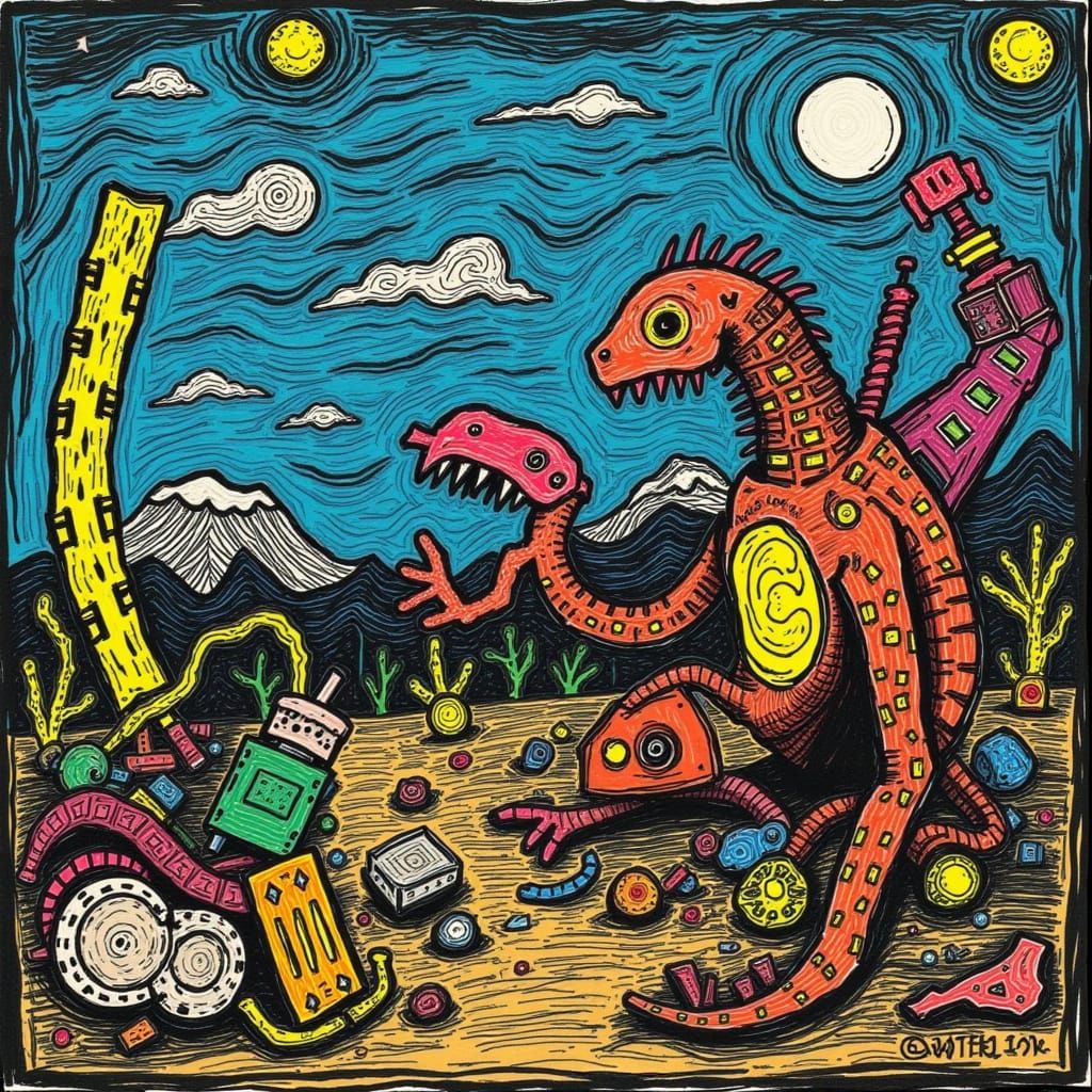 Abstract Swirls of Frost and Sea Colors