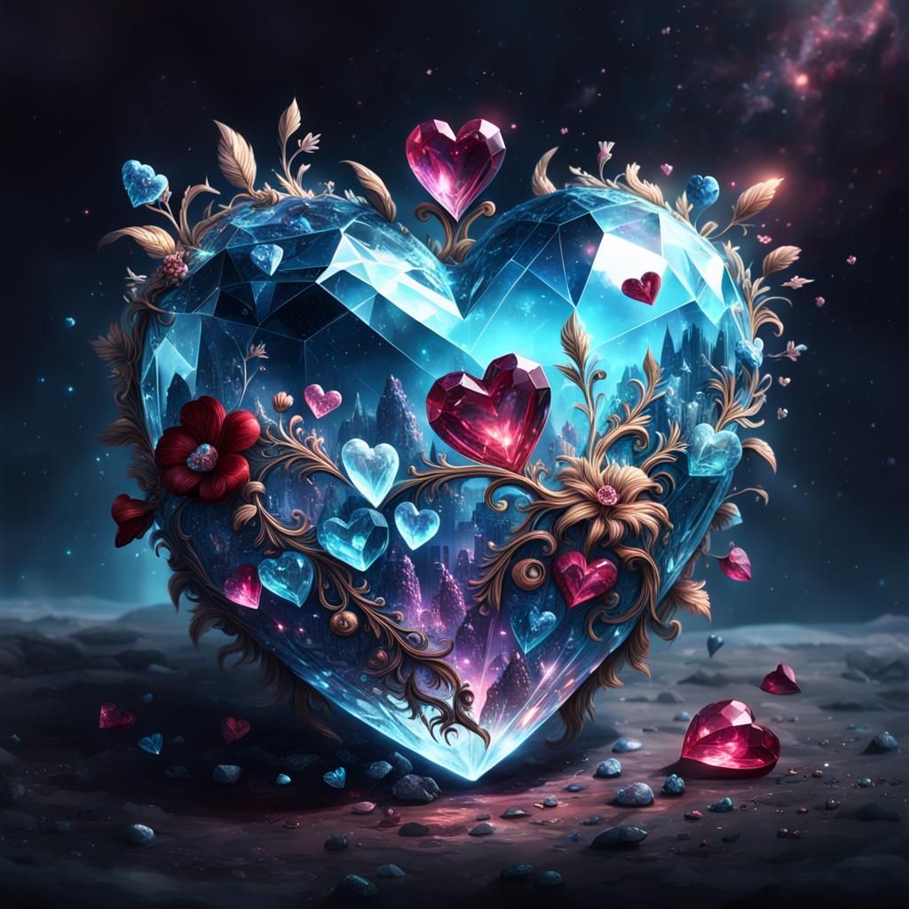 Detailed Crystal Heart Digital Matte Painting