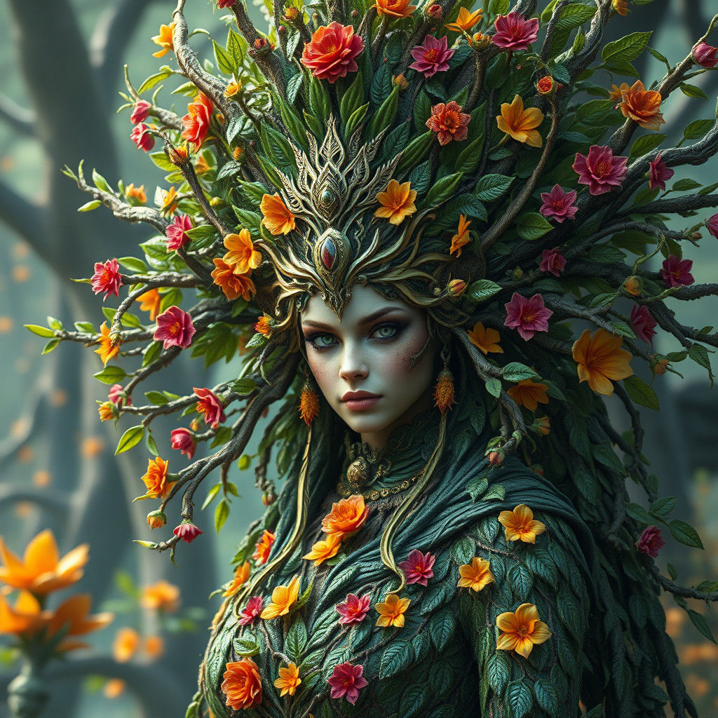 Ameretat: Iranian Vegetation Goddess in Hyper-Realistic Styl...