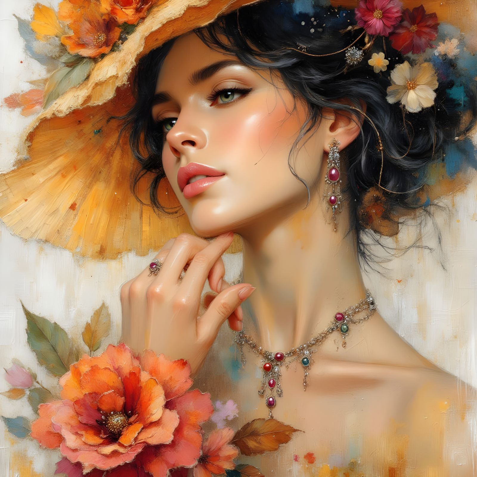 Sensual Princess Portrait in Oil Painting Style