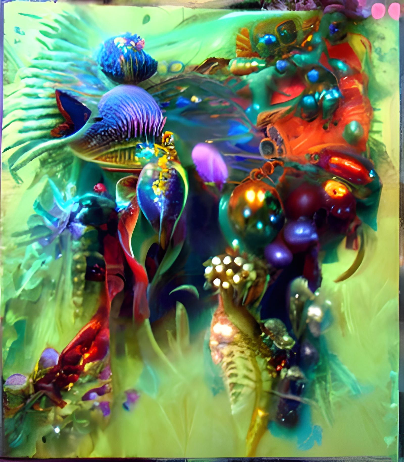 Luminous Crystalpunk Treasure in a Shimmering Undersea Grott...