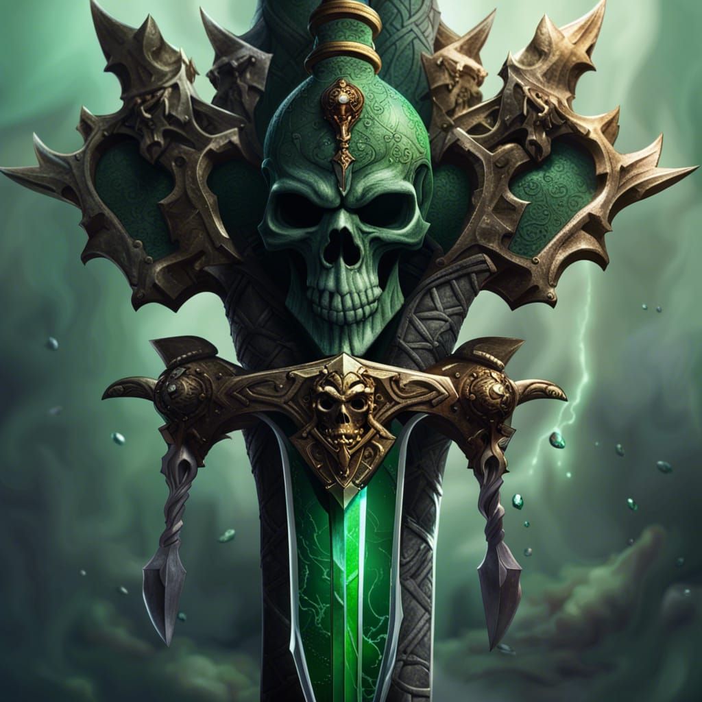 Evil Dwarf Lord with Skull Sword, Fantasy Art