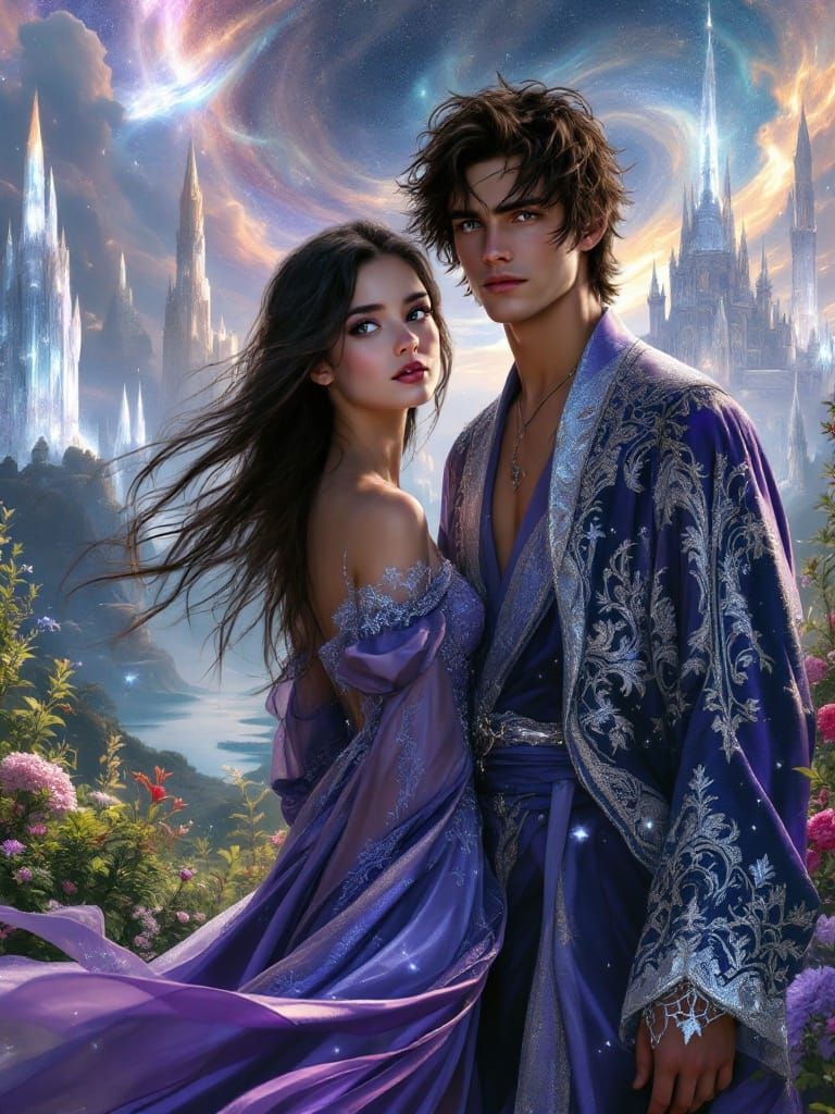 Surreal Young Dreamers Stand Together in Mystical Cosmic Lan...