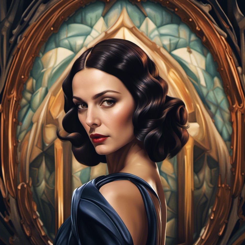 Monica Belluci Portrait in Art Deco Style