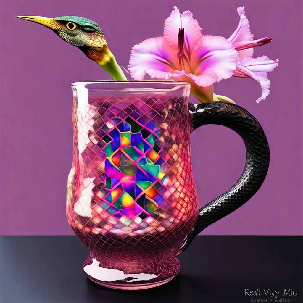 Serpent Bird Glassmug of Pagan Brew: Fractal Art