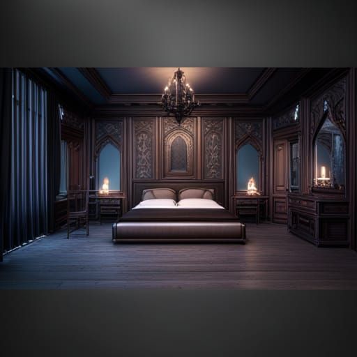 Hyperdetailed Gothic Bedroom Concept Art