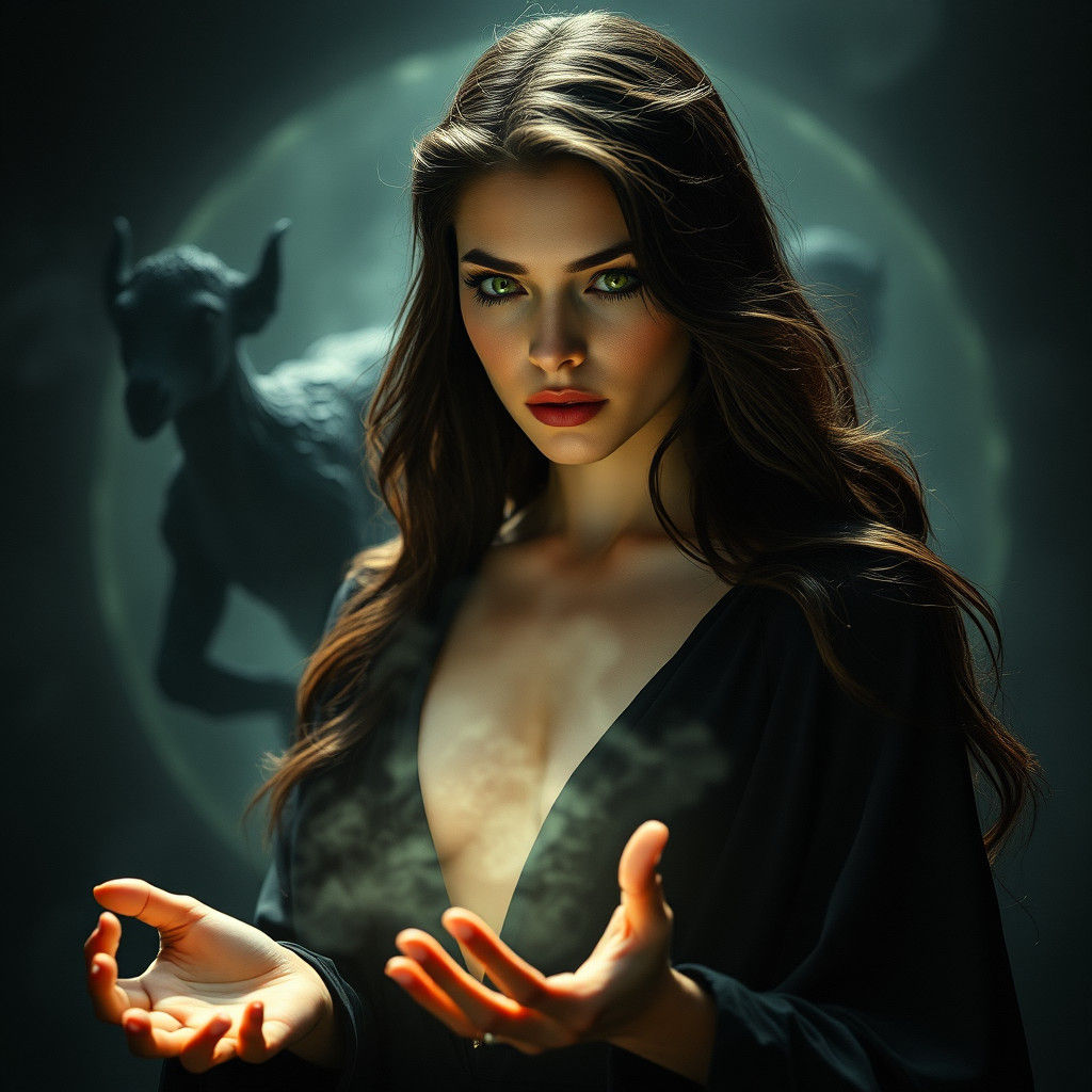 Brunette Summons Shadow Creature from Ethereal Portal