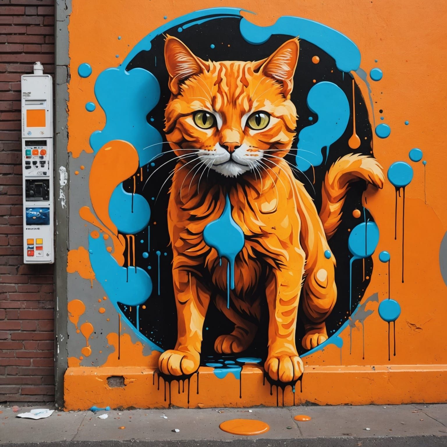 Orange Cat Graffiti Art in Splash Style