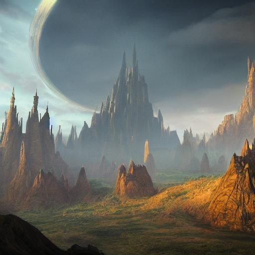 Majestic Castle in Desert Sandstorm: Fantasy Art