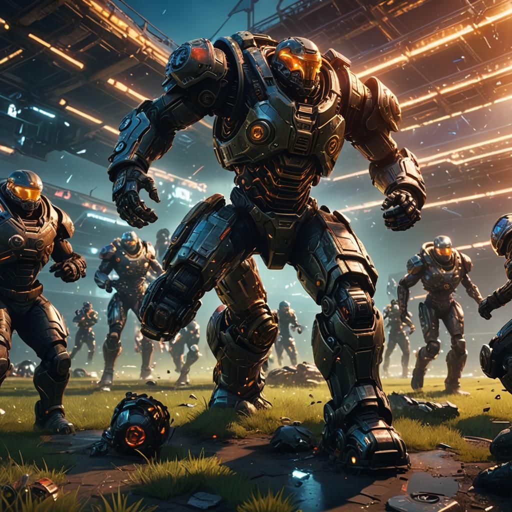 Futuristic Football Game in Sci-Fi Arena