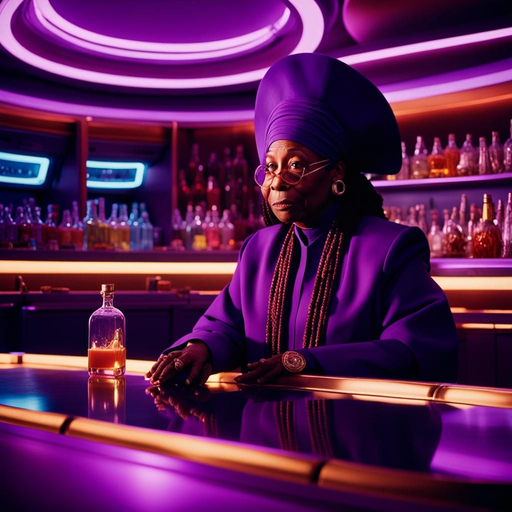 Guinan at Space Age Bar in Cinematic Film Still