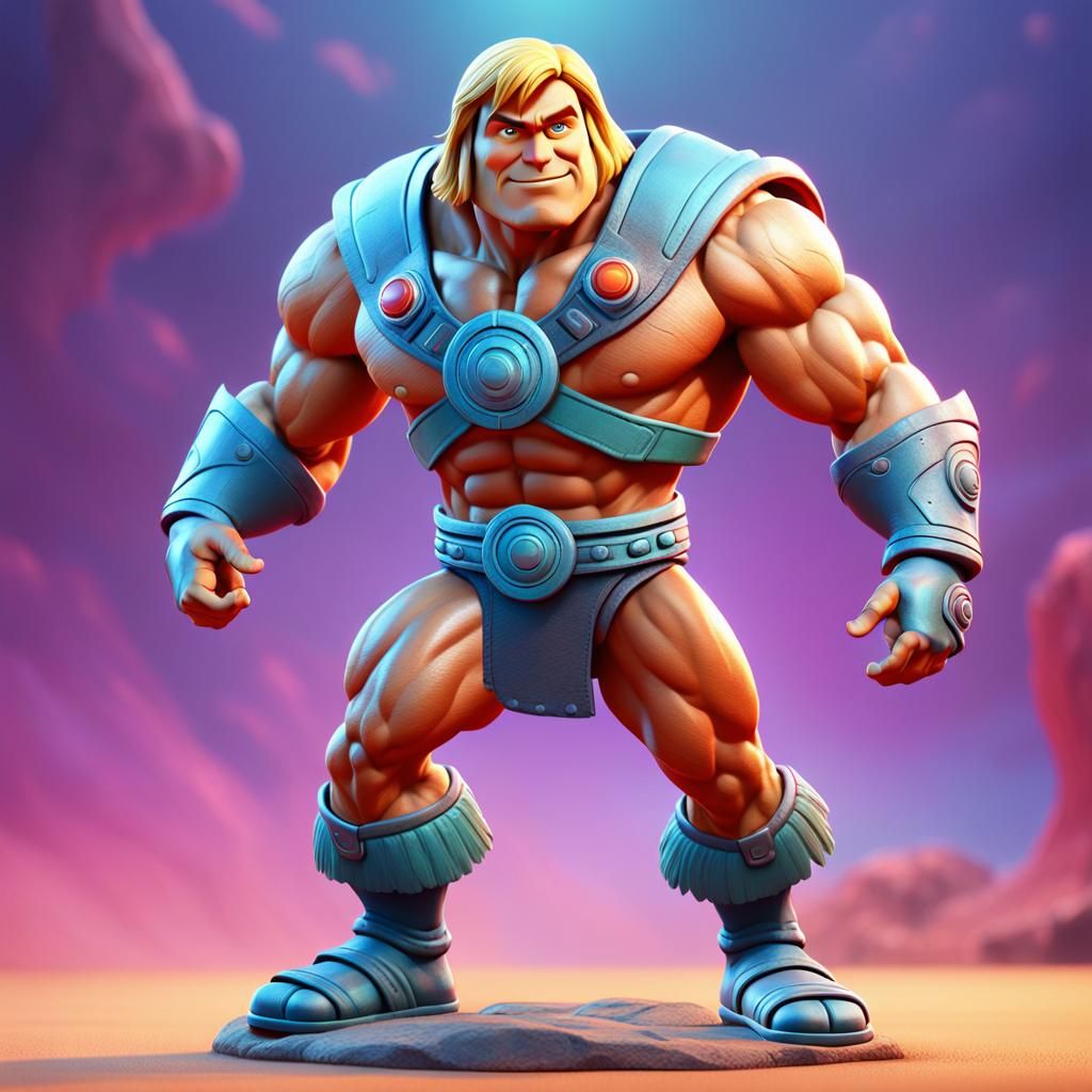 He-Man Action Figure as 3D Digital Art