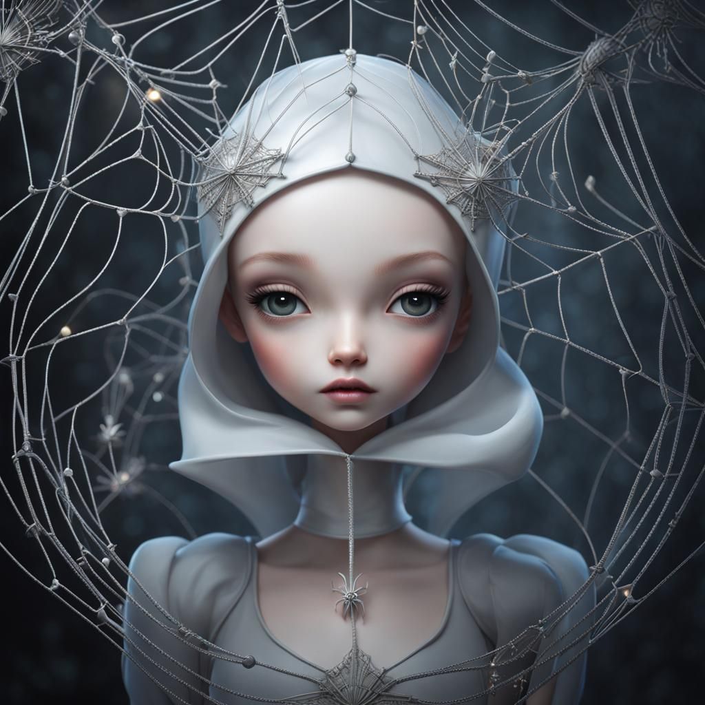 Eerie Spider-Woman Portrait in Digital Art Style